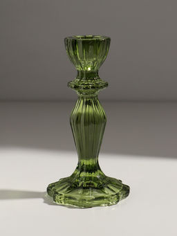 Стеклянный подсвечник на 1 свечу «Бутон на ножке», зелёный, d=2 см, 8×8×15 см