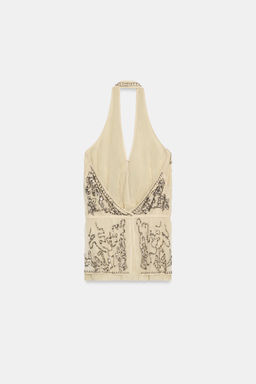TOP HALTER BORDADOS ZW COLLECTION LIMITED EDITION / Beige