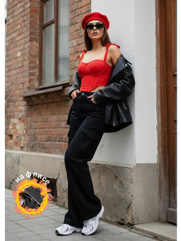 Джинсы трубы карго с карманами