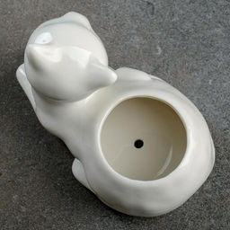 Декоративный горшок для цветов «Котёнок», 200 мл, 13×7.4×10.3 см, керамический, белый