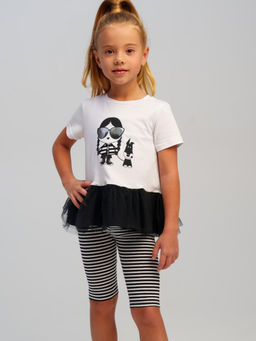 12522141 Комплект для девочек: брюки (легинсы укороченные), фуфайка (футболка)