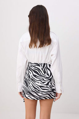 Siyah Beyaz Zebra Desenli Boncuk Detayl_ Mini Kruvaze Etek TWOSS26ET00215 - Trendyolmilla фото 4