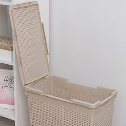 Корзина бельевая с крышкой «Лофт», 50 л, латте