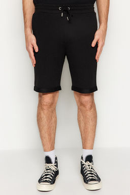 Siyah Regular/Normal Kesim Orta Boy Lastik Belli Bagc?kl? Duble Paca Sort TMNSS21SR0046