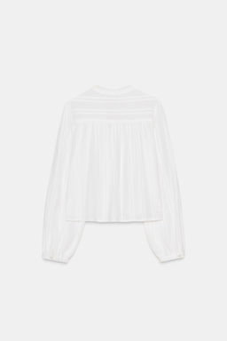 CAMISA CORTA PUNTILLA / Blanco roto - Zara фото 2