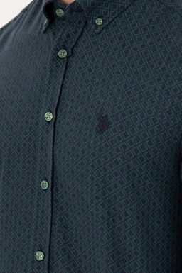 Мужская темно-зеленая рубашка с длинным рукавом - U.s. polo assn фото 7