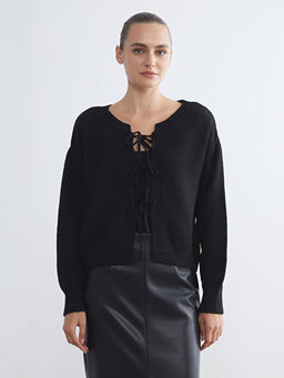 Ba?lamal? Yaka Kad?n Triko H?rka