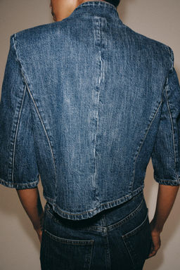 BLAZER DENIM CROPPED ZW COLLECTION / Azul - Zara фото 3