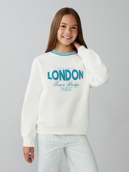London Bask?l? K?z ?ocuk Kal?n Sweatshirt