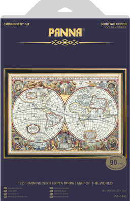Набор для вышивания PANNA Золотая серия PZ-1842 Географическая карта мира 66 х 46.5 см