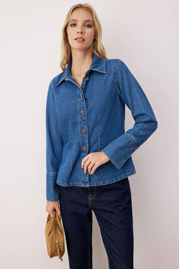 Mavi Manset Detayl? Fitted Denim Gomlek TWOAW26GO00049