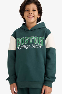 Kap__onlu Bask_l_ __i Yumu_ak T_yl_ Sweatshirt Erkek _ocuk