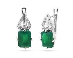 Серьги из серебра зеленый агат, Позитив