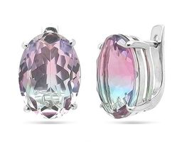 Серьги из серебра радужный кварц роз-гол., Ю-200М40