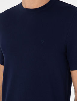 Lacivert Slim Fit Bisiklet Yaka Triko T-shirt