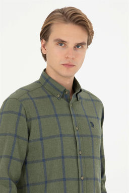 Мужская рубашка цвета хаки с длинным рукавом - U.s. polo assn фото 2