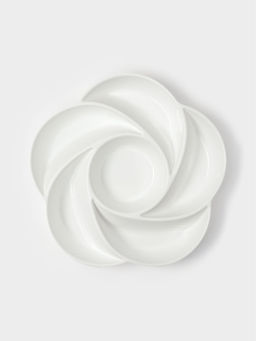 Менажница глубокая, 6 секций, d=28 см, пластик, белая