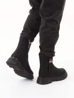 04-WD018-1M BLACK Ботинки зимние женские (натуральная кожа, 100% шерсть)