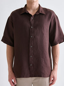 Regular Fit K?sa Kollu %100 Keten Erkek G?mlek