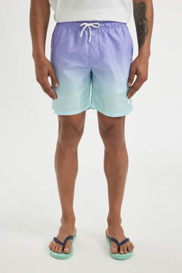 Шорты для плавания выше колена стандартной посадки с сетчатой подкладкой и градиентным принтом - Defacto фото 5