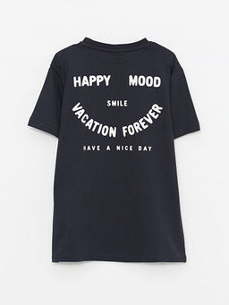 Bisiklet Yaka Bask?l? K?sa Kollu Pamuklu Erkek ?ocuk Ti??rt - Waikiki фото 2