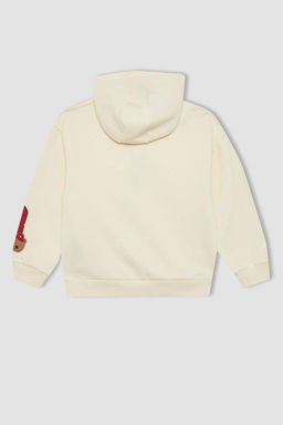 Толстая толстая толстовка на мягкой подкладке с капюшоном и принтом для девочек - Defacto фото 8