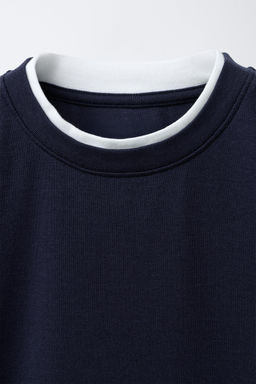 CAMISETA DOBLE CON MODAL / Marino - Zara фото 3