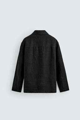 SOBRECAMISA  REGULAR FIT 100% LINO / Negro - Zara фото 8