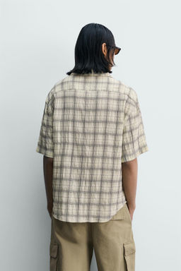 CAMISA RELAXED FIT JACQUARD CUADROS / Amarillo pastel - Zara фото 3