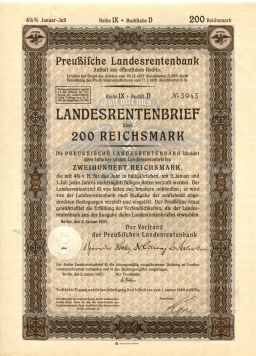Облигация 4,5% 200 рейхсмарок 1937 года Германия