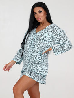 579 ПИЖАМА ЖЕНСКАЯ (шорты) (Голубой/сердца) - А-дина фото 4