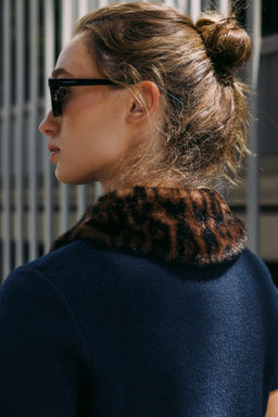 ANIMAL PRINT COLLAR KNIT CARDIGAN - Zara фото 5