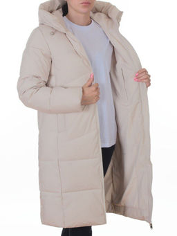 2365 BEIGE Пальто зимнее женское (200 гр. холлофайбер)