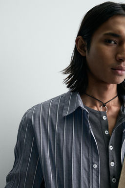 CAMISA RELAXED FIT JACQUARD RAYAS / Azul - Zara фото 5