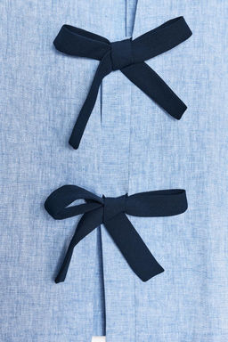 LINEN BLEND TIE BLOUSE - Zara фото 18