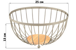 Корзина для фруктов 25*25*13 см Мокко с деревянным основанием, металл - Elan gallery фото 2