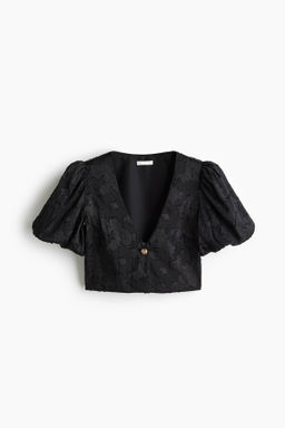 Blusa cropped en tejido jacquard