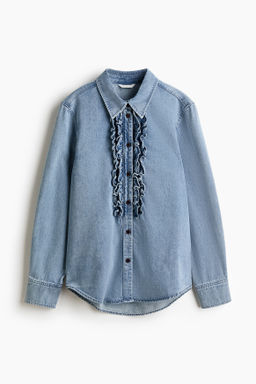 Camisa denim con ribete de volantes