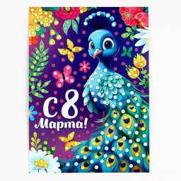 Аппликация жемчужными полубусинами Прекрасный павлин. 8 марта