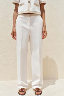 STRAIGHT-LEG TROUSERS WITH CONTRAST WAIST - Zara фото 2