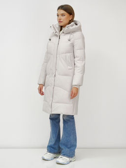 Куртка зимняя с капюшоном удлиненная стеганная бежевого цвета 9650B - Mtforce фото 3