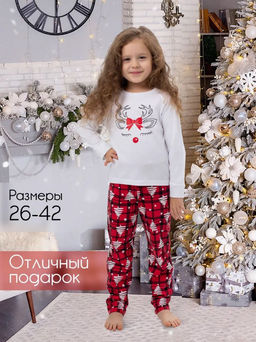 Пижама детская, модель 324, трикотаж (26 размер, Олень Гламур)