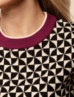 VILATTE / Джемпер двуслойной жаккардовой вязки с кашемиром  фото 3