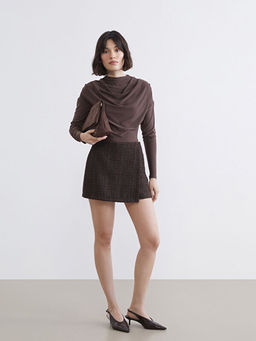 Dik Yaka B?zg?l? Bluz