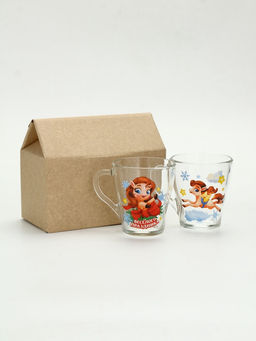 Кружки стеклянные новогодние «Весёлого праздника. Лошади», набор 2 шт. по 300 мл