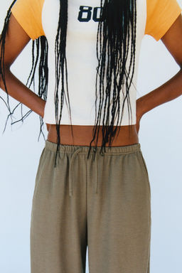 PANTAL?N WIDE LEG PIJAMERO / Khaki - Zara фото 2