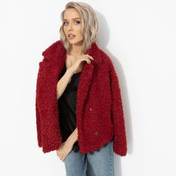 Розыгрыш. Полупальто с акцентным подкладом, Слишком заметна (красный закат, oversize, 50-56)