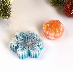 Фигурное мыло - набор Снежинка и мандарин 100 г - Мыльные штучки фото 2