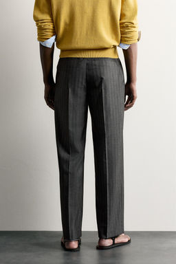 PANTAL?N RELAXED FIT PLIEGUES RAYAS / Gris - Zara фото 3
