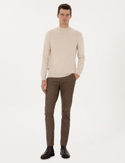 Krem Slim Fit Yar_m Bal_k__ Yaka Triko Kazak - Pierre cardin фото 4